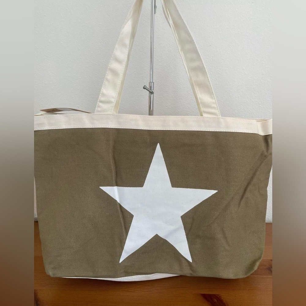 Stylish Tan Tote Bag with White Star